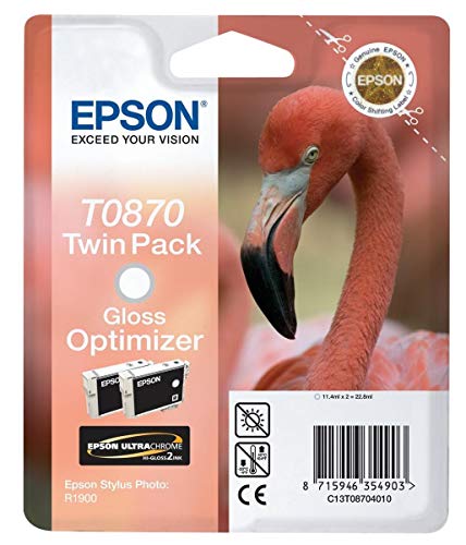 Epson T0870 - 2-pack - 11.4 ml - glossy - original - blister with RF/acoustic alarm - ink optimizer cartridge - for Stylus Photo R1900