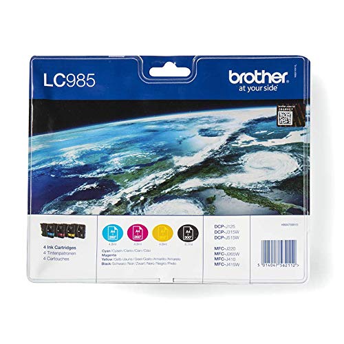 Brother LC985VALBPDR - 4-pack - black, yellow, cyan, magenta - original - blister - ink cartridge - for Brother DCP-J125, DCP-J140, DCP-J315, DCP-J515, MFC-J220, MFC-J265, MFC-J410, MFC-J415