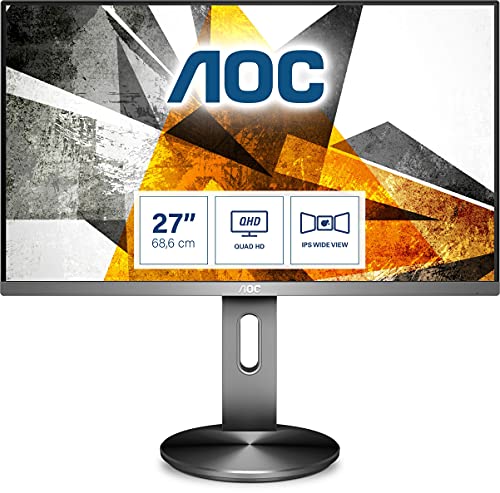 AOC Q2790PQE - LED monitor - 27" - 2560 x 1440 QHD @ 60 Hz - IPS - 350 cd/m - 1000:1 - 4 ms - 2xHDMI, VGA, DisplayPort - headphone - titanium grey