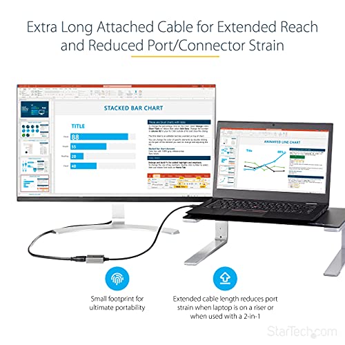 StarTech 1080p Mini DisplayPort 1.2 to HDMI Adapter 12 Inch Long Attached Cable