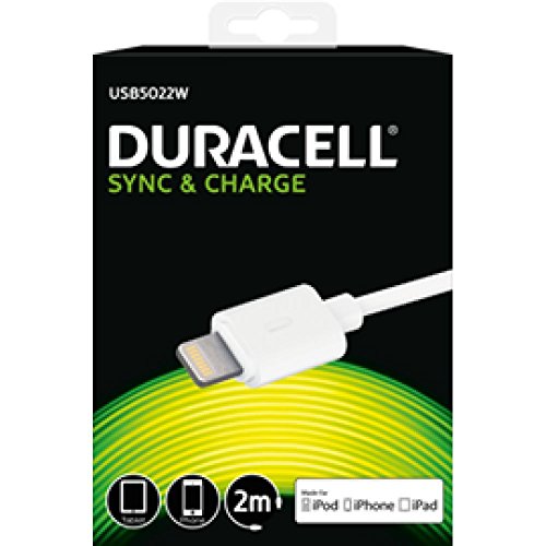 Duracell - Lightning cable - Lightning (M) to USB (M) - 2 m - white - for Apple iPad/iPhone/iPod (Lightning)