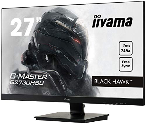 iiyama G-MASTER Black Hawk G2730HSU-B1 - LED monitor - 27" (27" viewable) - 1920 x 1080 Full HD (1080p) @ 75 Hz - TN - 300 cd/m - 1000:1 - 1 ms - HDMI, VGA, DisplayPort - speakers - black