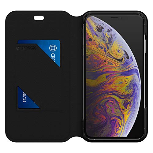 OtterBox Strada Series Via - Flip cover for mobile phone - polyurethane, polycarbonate, synthetic rubber - black - for Apple iPhone XS Max