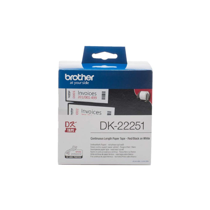 Best Value Brother DK-22251 Label Roll, Continuous Length Paper, Black and Red on White, 62 mm (W) x 15.24 m (L), Brother Genuine Supplies