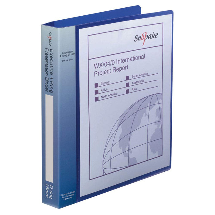 Best Value Snopake A4 Executive Presentation 4d Ring Binder - Electra Blue