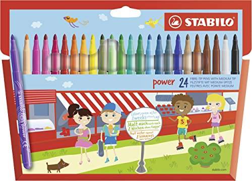 Best Value Stabilo 280/24-01 Power 24x Felt Tip Colouring Pens for Children Over 3 Years - multicolour