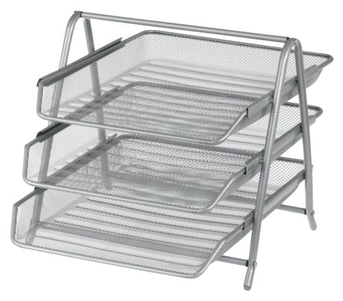 Best Value Silver Wire Mesh 3 Tier Desk Letter Trays