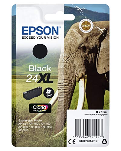 Epson 24XL - 10 ml - XL - black - original - ink cartridge - for Expression Photo XP-55, 750, 760, 850, 860, 950, 960, 970, Expression Premium XP-750, 850