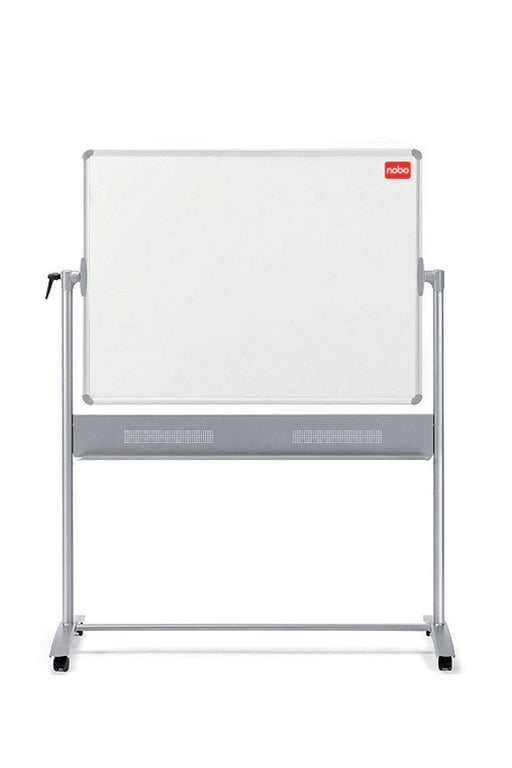 Best Value Nobo Mobile Magnetic Dry Wipe Whiteboard / Grey Felt Noticeboard, Horizontal Pivot (Flips Top to Bottom), 1200 x 900 mm, White, 1901043