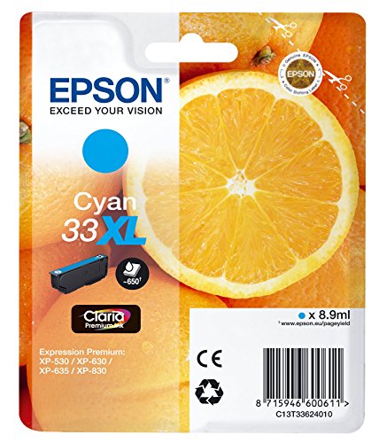 Best Value EPSON 33 X-Large Claria Oranges Ink Cartridge, Cyan, Genuine, Amazon Dash Replenishment Ready