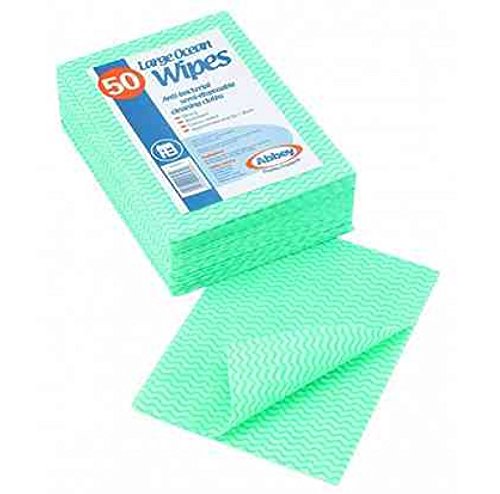 Best Value Abbey CCG058 Large Ocean Wipes, Green (Pack Of 50)