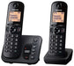 Best Value Panasonic KX-TGC222EB Digital Cordless Phone with LCD Display - Black (Pack of 2)