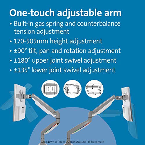 Kensington SmartFit One-Touch Single Monitor Arm - Mounting kit - for Monitor (adjustable arm) - screen size: 13"-32" - desktop, C-clamp, grommet, desk-mountable