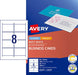 Best Value Avery C32015-25 Double Side Printable Business Cards with Matt Finish, 260 gsm for Inkjet Printers (85 x 54 mm Cards, 8 Cards per A4 Sheet, 25 Sheets per Pack) - Bright White