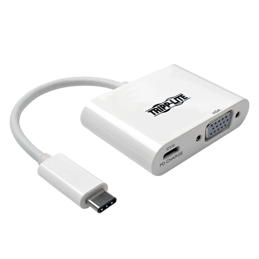 Tripp Lite USB C to VGA Video Adapter Converter w/ USB-C PD Charging Port, USB Type C to VGA, USB Type-C 6in - External video adapter - USB-C 3.1 - VGA - white