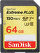 SanDisk Extreme PLUS - Flash memory card - 64 GB - Video Class V30 / UHS Class 3 / Class10 - SDXC UHS-I