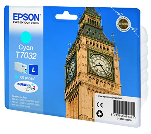 Epson T7032 - L size - cyan - original - blister - ink cartridge - for WorkForce Pro WP-4015, WP-4025, WP-4095, WP-4515, WP-4525, WP-4535, WP-4545, WP-4595