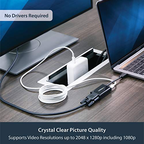 StarTech.com USB-C to VGA Adapter - with Power Delivery (USB PD) - USB C Adapter - USB Type C to VGA Projector Adapter (CDP2VGAUCP)