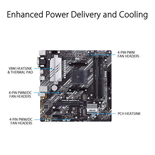 ASUS PRIME B550M-A - Motherboard - micro ATX - Socket AM4 - AMD B550 - USB 3.2 Gen 1, USB 3.2 Gen 2 - Gigabit LAN - onboard graphics (CPU required) - HD Audio (8-channel)