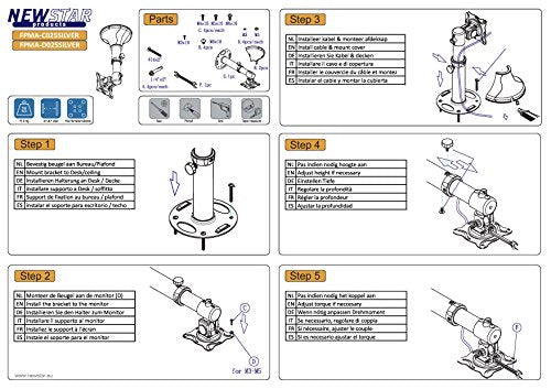 NewStar TV/Monitor Ceiling Mount for 10"-30" Screen, Height Adjustable - Silver - Ceiling mount for LCD / plasma panel (Tilt & Swivel) - silver - screen size: 10"-30"