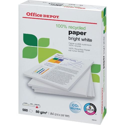 Best Value 100% Recycled Printer Paper Bright White 80gsm - Box of 5 Reams - A4