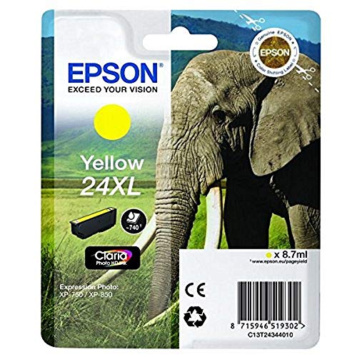 Epson 24XL - 8.7 ml - XL - yellow - original - ink cartridge - for Expression Photo XP-55, 750, 760, 850, 860, 950, 960, 970, Expression Premium XP-750, 850