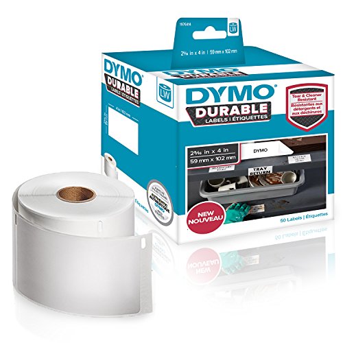 Best Value DYMO LW Durable Labels for LabelWriter Label Printers, White Poly, 59 x 102 mm, Roll of 50 (1976414)