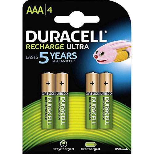 Duracell Stay Charged Rechargeable AAA (LR03) Batteries 800 mAh Pack of 4