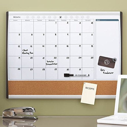 Best Value Rexel 1903813 Monthly Planner, Magnetic Dry Wipe Personal Whiteboard/Cork Noticeboard, 585 x 430 mm, Arched Frame, Includes Marker, Magnets and Fitting Kit, White