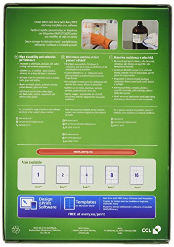 Avery Ultra Resistant Labels 148 x 210 mm Permanent 2 Labels Per Sheet 100 Labels Per Pack B3655-50