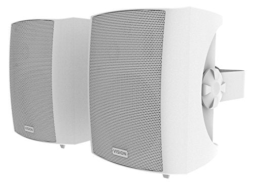 VISION Professional Pair 5.25" Wall Speakers - LIFETIME WARRANTY - 50 Watt power handling - 3-way with Bass reflex - horizontal C brackets included - white