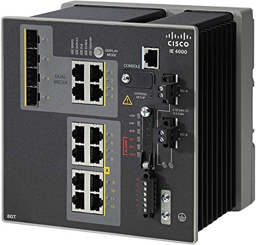 Cisco Industrial Ethernet 4000 Series - Switch - Managed - 8 x 10/100 + 4 x combo Gigabit SFP - DIN rail mountable - DC power - TAA Compliant