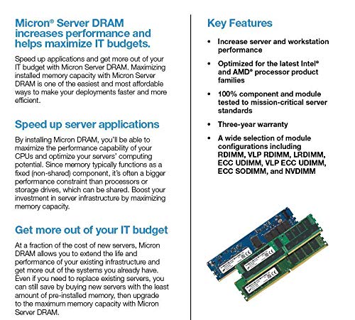 Micron - DDR4 - module - 32 GB - DIMM 288-pin - 3200 MHz / PC4-25600 - CL22 - 1.2 V - unbuffered - ECC