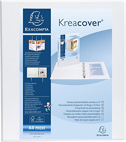 Best Value Exacompta Kreacover PP Ring Binder, A4, 4 D-Rings, 75 mm Spine - White