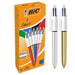 Best Value BIC 4 Colours Shine Ballpoint Pens Medium Point (1.0 mm) - Assorted Metallic Barrels, Box of 12