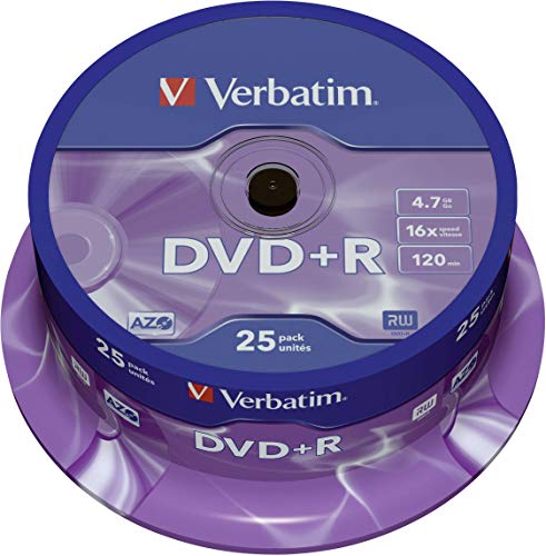 Best Value Verbatim 1239475 43500 4.7GB 16x DVD+R Matt Silver - 25 Pack Spindle