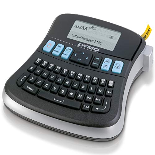 DYMO LabelManager 210D Desktop label maker Black / Silver label printer, easy navigation from start to print, quick access buttons to symbols and diacrticals. Auto power-off to extend battery life