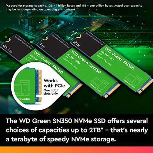 WD Green SN350 NVMe SSD WDS200T3G0C - Solid state drive - 2 TB - internal - M.2 2280 - PCI Express 3.0 x4 (NVMe)