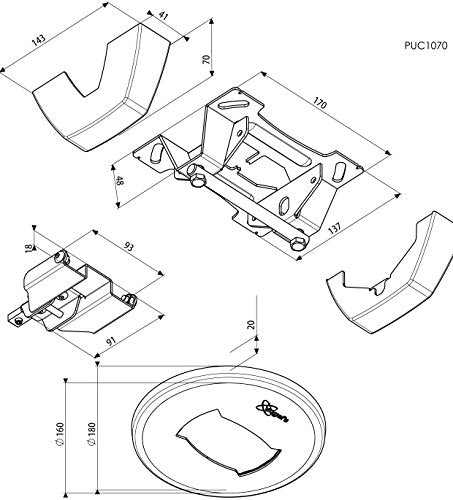 PUC 1070 /Ceiling plate large tiltBlack