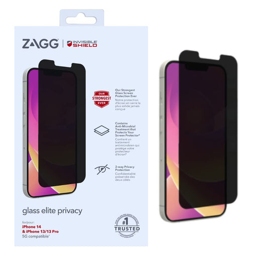 ZAGG InvisibleShield Glass Elite Privacy - Screen protector for mobile phone - glass - with privacy filter - 2-way - for Apple iPhone 13 Pro