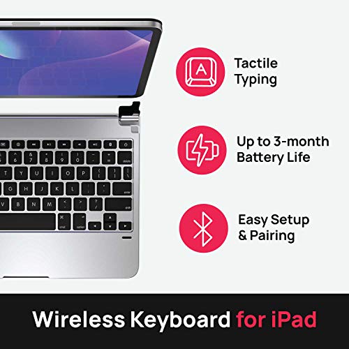 Brydge 11 Inch QWERTY English Bluetooth Wireless Keyboard for Apple iPad Pro 1st 2nd Generation 180 Degree Viewing Angle Aluminium Silver