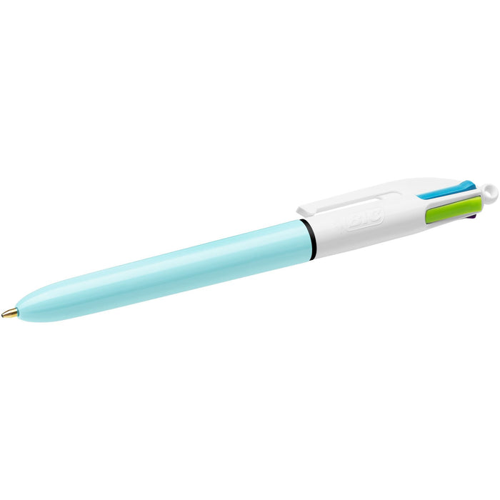 Best Value BIC 4 Colours Fun Ballpoint Pens Medium Point (1.0 mm) - Light Blue Pastel Barrel, Box of 12