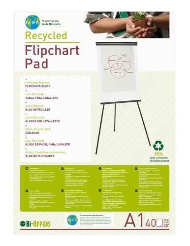 Best Value Bi-Office Earth - Flipchart Pad, Plain, 40 Sheets - 55 gr/m, A1 [Pack of 5]