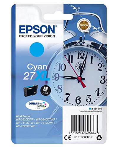 Epson 27XL - 17.7 ml - XL - cyan - original - ink cartridge - for WorkForce WF-3620, WF-3640, WF-7110, WF-7210, WF-7610, WF-7620, WF-7710, WF-7715, WF-7720