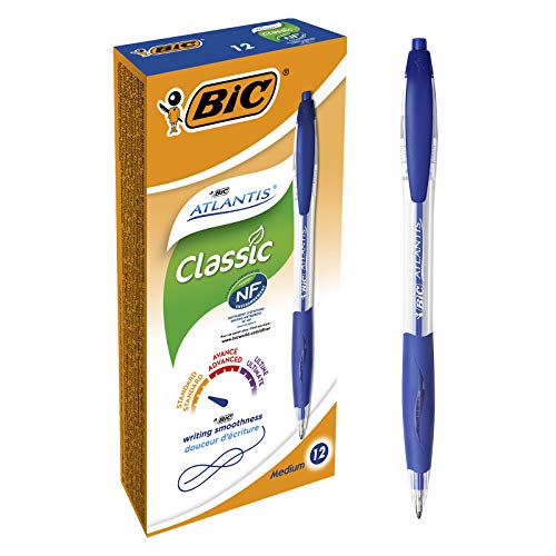 Best Value BIC Atlantis Clic Ball Pen 1.0mm Box of 12 - Blue