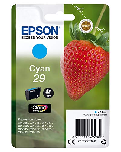 Epson 29 - 3.2 ml - cyan - original - blister - ink cartridge - for Expression Home XP-245, 247, 255, 257, 332, 342, 345, 352, 355, 435, 442, 445, 452, 455