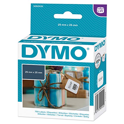 Best Value Dymo 25 mm x 25 mm LW Small Multi-Purpose Labels, Roll of 750 Easy-Peel Labels, Self-Adhesive, for LabelWriter Label Makers, Authentic