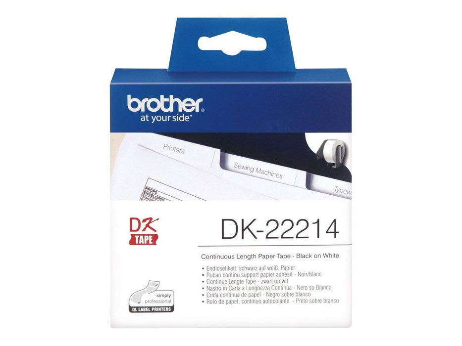 Best Value Brother DK-22214 Label Roll, Continuous Length Paper, Black on White, 12 mm (W) x 30.48 m (L), Brother Genuine Supplies