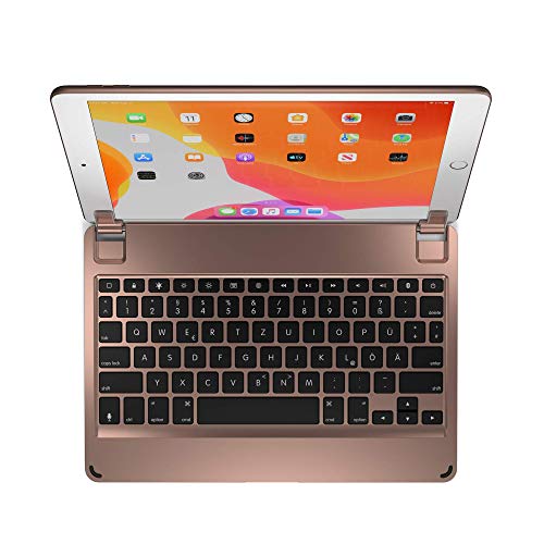 Brydge 10.2 Inches QWERTZ German Bluetooth Wireless Keyboard for Apple iPad 7th Generation Durable Aluminium Body Backlit Keys Gold