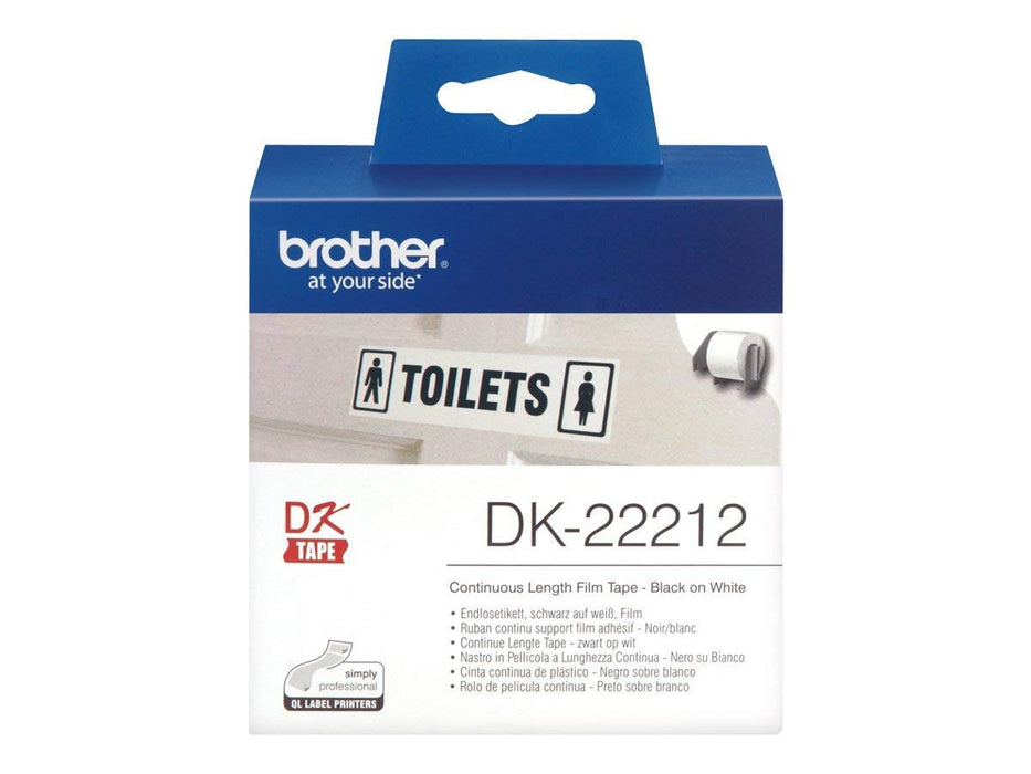 Best Value Brother DK-22212 Label Roll, Continuous Length Film, Black on White, 62 mm (W) x 15.24 m (L), Brother Genuine Supplies